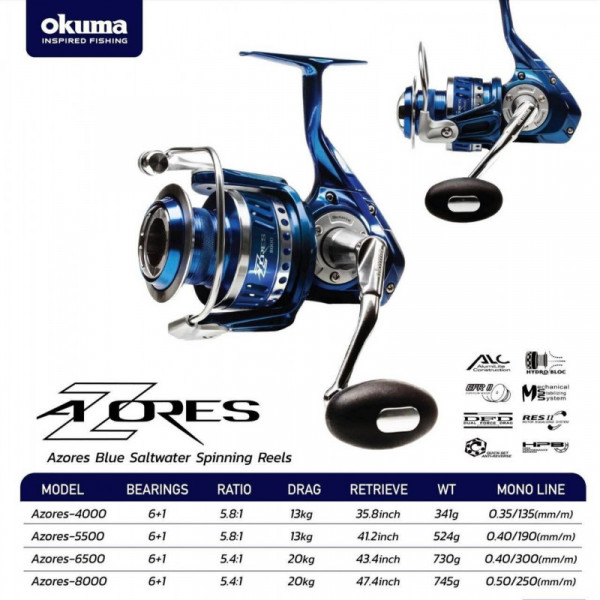 Okuma AZORES Blue Saltwater 4000