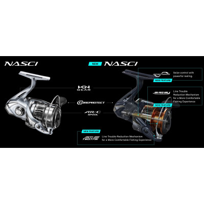 Shimano Nasci FD C3000 HG: comparação entre modelo anterior e novo com funcionalidades Infinity Drive e Anti-Twist Fin